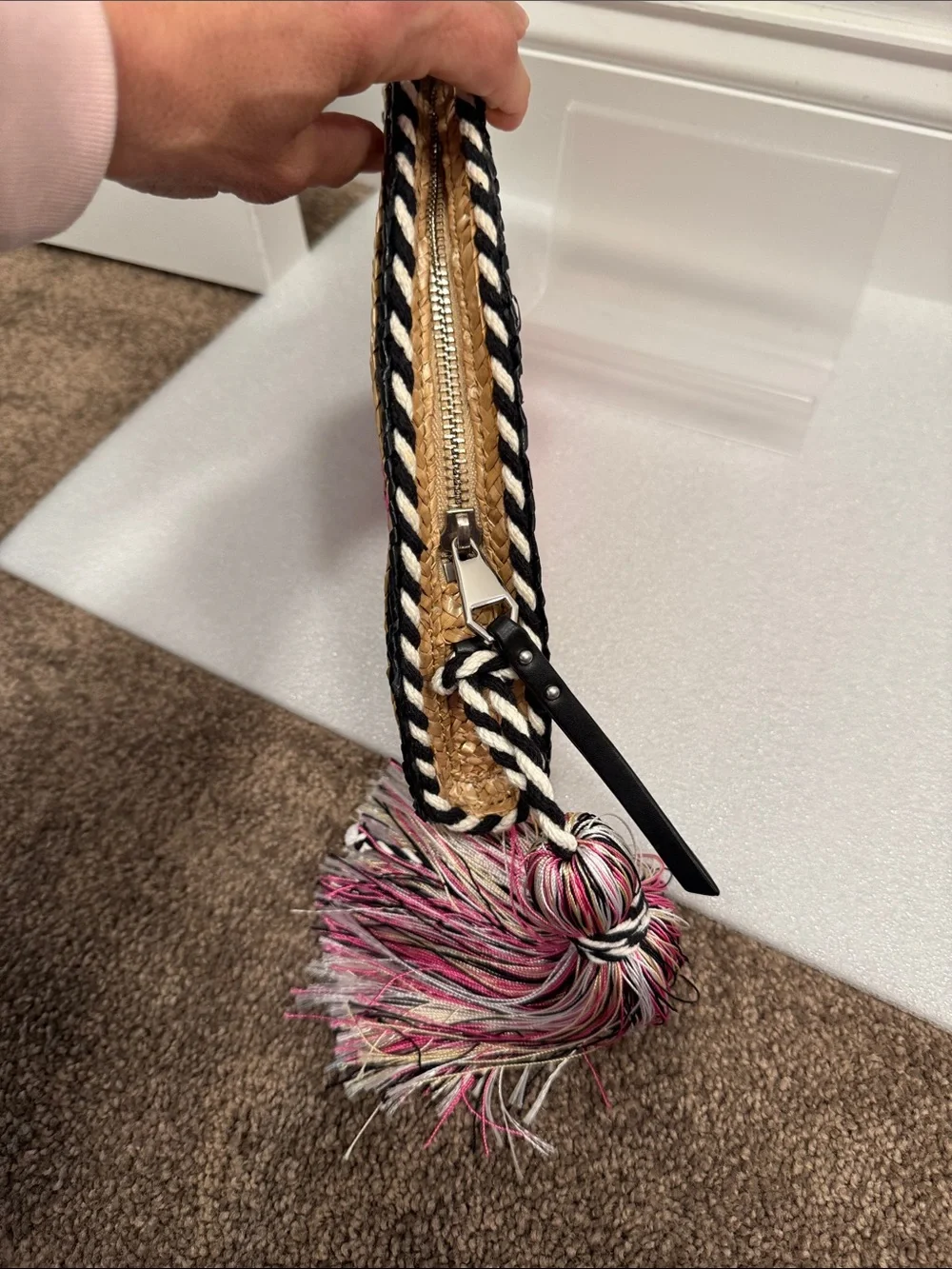 Rebecca Minkoff taco half moon straw clutch with tassle - Picture 7 of 7